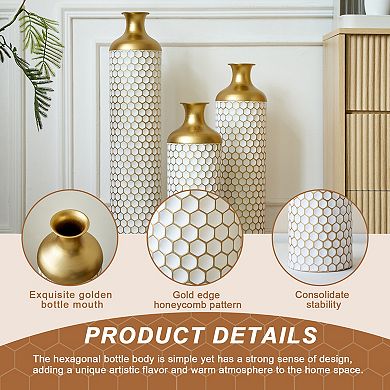 TOEMOA Modern Droplet-Shaped Metal Vase Set for Elegant Home Decor Centerpieces