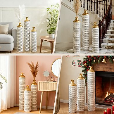 TOEMOA Modern Droplet-Shaped Metal Vase Set for Elegant Home Decor Centerpieces