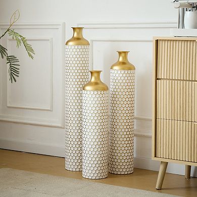 TOEMOA Modern Droplet-Shaped Metal Vase Set for Elegant Home Decor Centerpieces