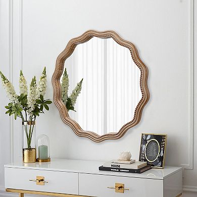 TOEMOA Decorative Round Wall Mirror with Wavy Frame for Modern Home Decor