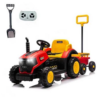 TOEMOA Electric Ride On Tractor Toy Car with Trailer for Children Ages 3-6 Years