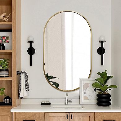 TOEMOA Elegant Oval Wall Mirror with Metal Frame Modern Home Decor Accent