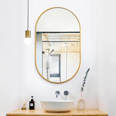 TOEMOA Elegant Oval Wall Mirror with Metal Frame Modern Home Decor Accent