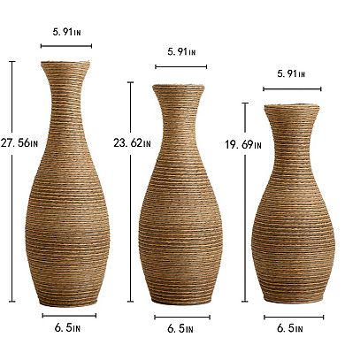 TOEMOA Elegant Artificial Rattan Floor Vase Set for Home Decoration