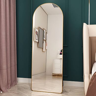 TOEMOA Oversized Arched Full-Length Wall Mirror with Metal Frame for Home Décor