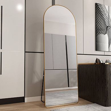 TOEMOA Oversized Arched Full-Length Wall Mirror with Metal Frame for Home Décor