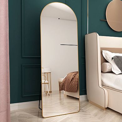 TOEMOA Oversized Arched Full-Length Wall Mirror with Metal Frame for Home Décor