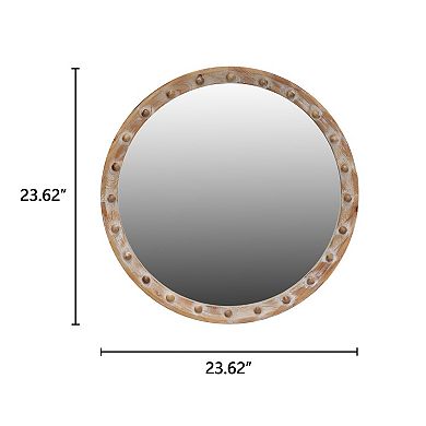 TOEMOA Vintage Rustic Round Wall Mirror with Distressed Wood Frame