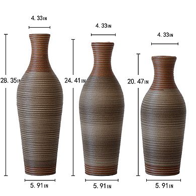 TOEMOA Hand-Woven Decorative Floor Vases Set of 3 Graduated Heights for Home Decor