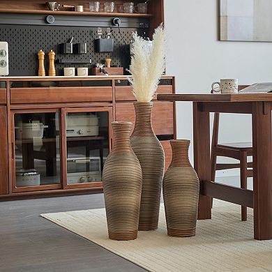 TOEMOA Hand-Woven Decorative Floor Vases Set of 3 Graduated Heights for Home Decor