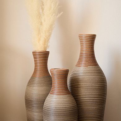 TOEMOA Hand-Woven Decorative Floor Vases Set of 3 Graduated Heights for Home Decor