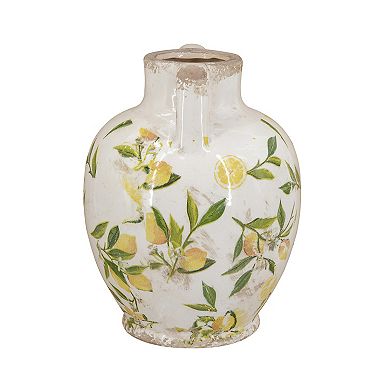 TOEMOA Decorative Ceramic Vase with Lemon Motif and Handles
