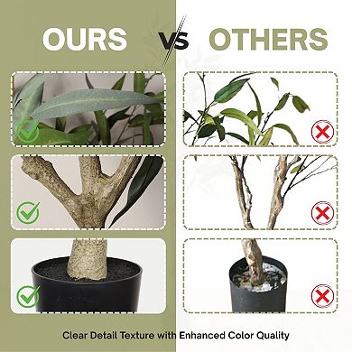 TOEMOA Lifelike Artificial Eucalyptus Tree in Plastic Pot for Indoor Decor