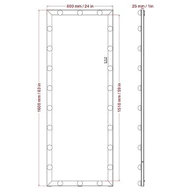 TOEMOA LED Illuminated Full-Length Vanity Mirror with Adjustable Lighting