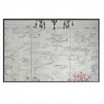TOEMOA 36x30 Inch Glossy Black Rectangle Wall Mirror with Metal Frame