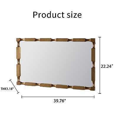 TOEMOA Textured Rectangular Wall Mirror for Living Room Bedroom Entryway Decor