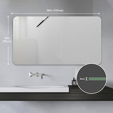 TOEMOA Wall-Mounted Anti-Fog Bathroom Mirror with Horizontal and Vertical Hanging
