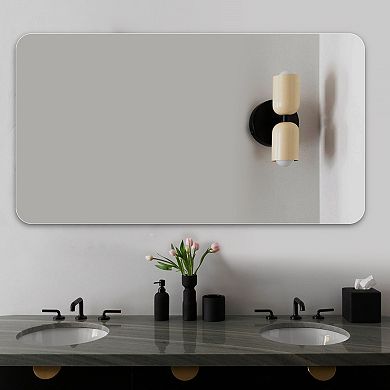 TOEMOA Wall-Mounted Anti-Fog Bathroom Mirror with Horizontal and Vertical Hanging