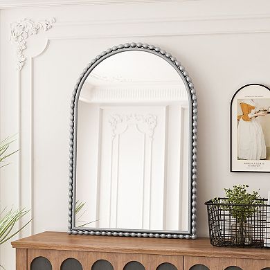 TOEMOA Vintage Arch Wall Mirror with Iron Frame for Living Room or Bedroom