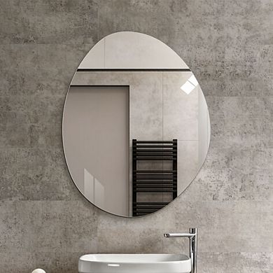 TOEMOA Modern Asymmetrical Frameless Wall Mirror for Contemporary Bathrooms