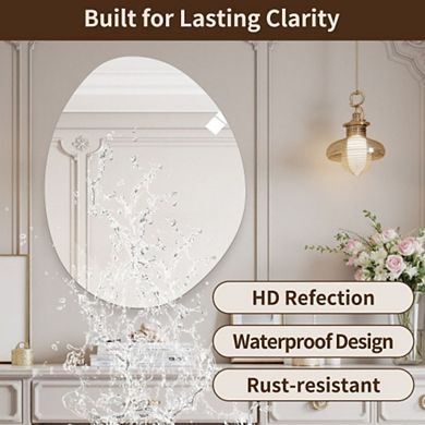 TOEMOA Modern Asymmetrical Frameless Wall Mirror for Contemporary Bathrooms