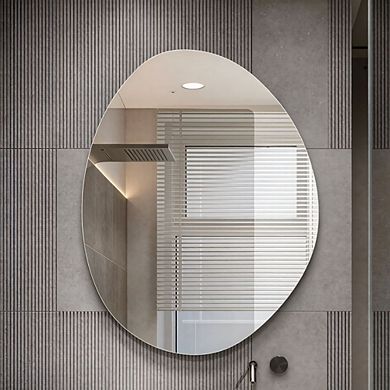 TOEMOA Modern Asymmetrical Frameless Wall Mirror for Contemporary Bathrooms