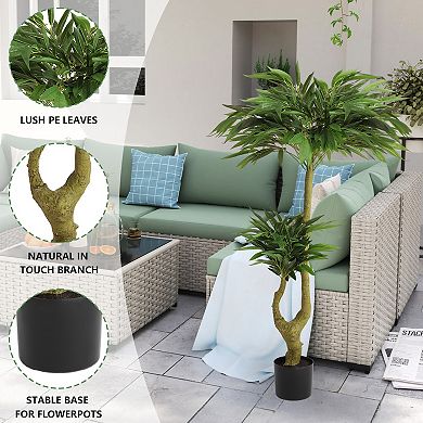 TOEMOA 5 Foot Artificial Willow Tree with Plastic Pot for Indoor Decoration