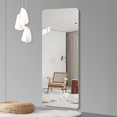 TOEMOA Large Round Corner Full Body Wall Mirror for Modern Home Decor