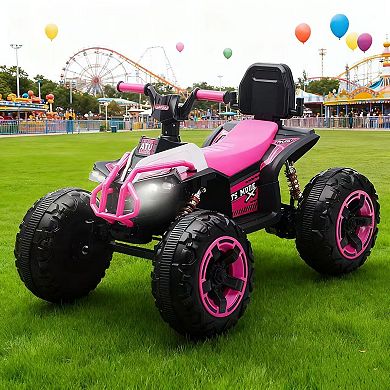 TOEMOA 12V Electric Ride-On ATV Toy Car for Kids with Bluetooth and Lights