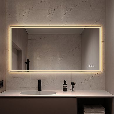 TOEMOA 48 Inch LED Bathroom Mirror with Anti-Fog and Dimmable Lighting