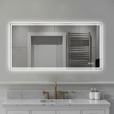 TOEMOA 48 Inch LED Bathroom Mirror with Anti-Fog and Dimmable Lighting