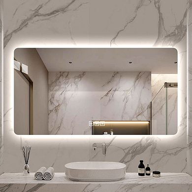 TOEMOA 48x24 Inch LED Backlit Bathroom Mirror with Anti-Fog and Dimmable Lighting