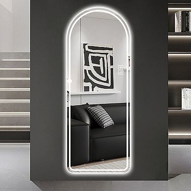TOEMOA Arch Design LED Full Length Mirror with Dimmable Lights