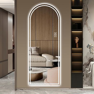TOEMOA Arch Design LED Full Length Mirror with Dimmable Lights