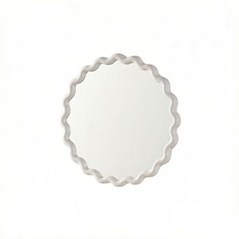 TOEMOA Scalloped Round Wall Mirror with Wavy Frame Modern Home Decor