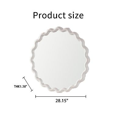 TOEMOA Scalloped Round Wall Mirror with Wavy Frame Modern Home Decor