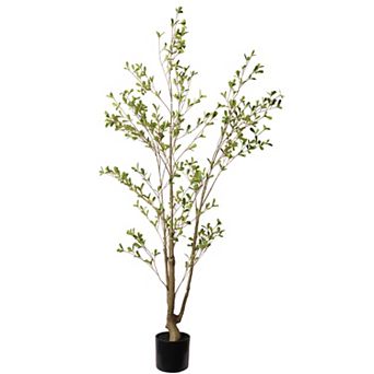 TOEMOA 5FT Artificial Olive Tree in Black Plastic Pot for Indoor Home Decor