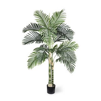 TOEMOA Five Foot Artificial Palm Tree in Plastic Pot Indoor Outdoor Decor