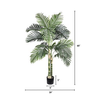 TOEMOA Five Foot Artificial Palm Tree in Plastic Pot Indoor Outdoor Decor