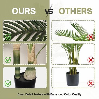 TOEMOA Five Foot Artificial Palm Tree in Plastic Pot Indoor Outdoor Decor