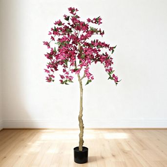 TOEMOA Realistic Artificial Bougainvillea Tree in Pot for Indoor Home Decor