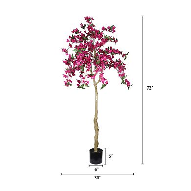 TOEMOA Realistic Artificial Bougainvillea Tree in Pot for Indoor Home Decor