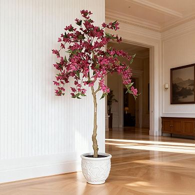 TOEMOA Realistic Artificial Bougainvillea Tree in Pot for Indoor Home Decor