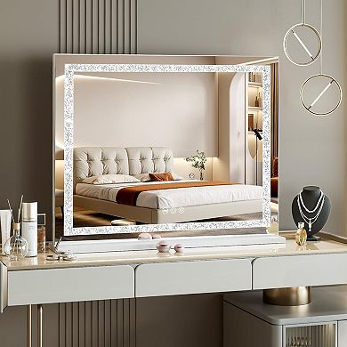 TOEMOA Illuminated Vanity Mirror with Adjustable Lighting and Magnification