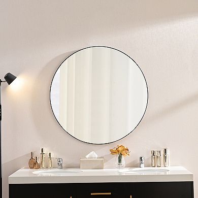 TOEMOA 36 Inch Round Wall Mirror with Ultra-Thin Metal Frame Home Decor