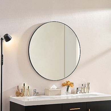 TOEMOA 36 Inch Round Wall Mirror with Ultra-Thin Metal Frame Home Decor