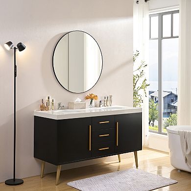 TOEMOA 36 Inch Round Wall Mirror with Ultra-Thin Metal Frame Home Decor