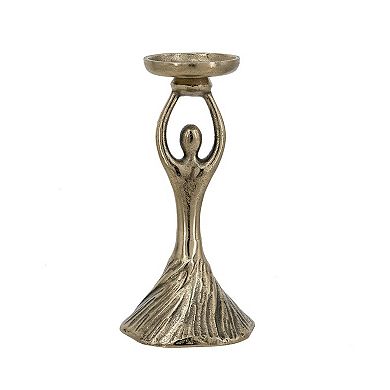 TOEMOA Set of 2 Abstract Sculptural Aluminum Pillar Candle Holders Modern Decor