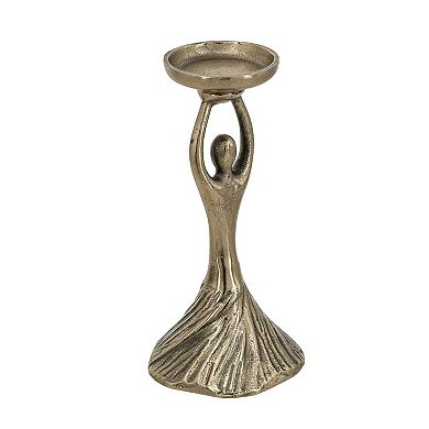 TOEMOA Set of 2 Abstract Sculptural Aluminum Pillar Candle Holders Modern Decor