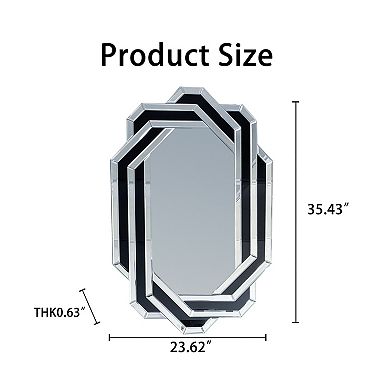 TOEMOA Contemporary Decorative Wall Mirror with Crystal Accent for Multiple Rooms